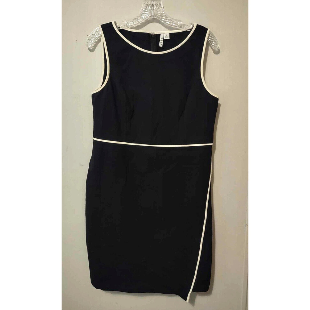 Elle | Black White Trim Stretchy Sleeveless Dress Size 12